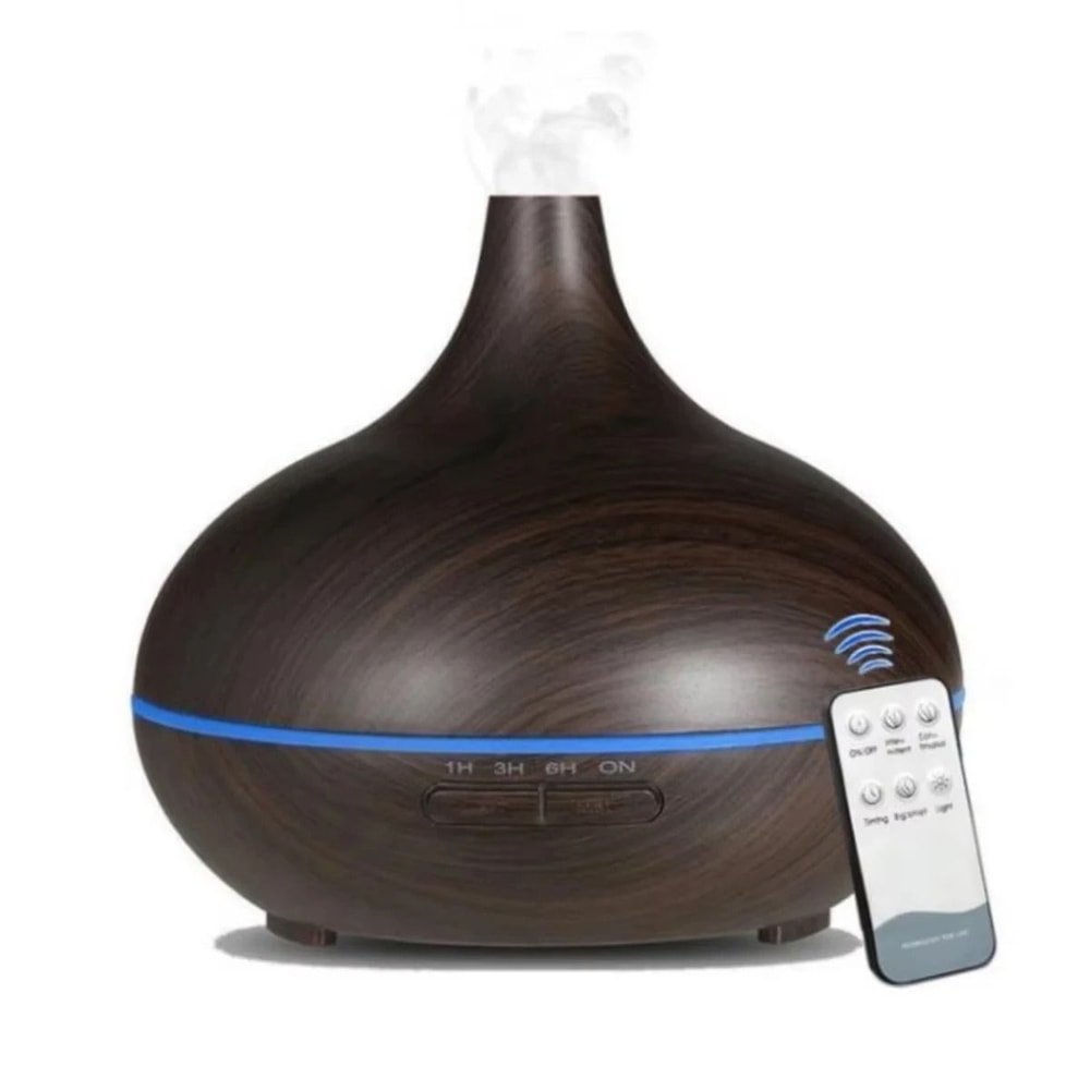 500ml Wood Grain Ultrasonic Aroma Diffuser With Remote Control And 7 LED Lights 6