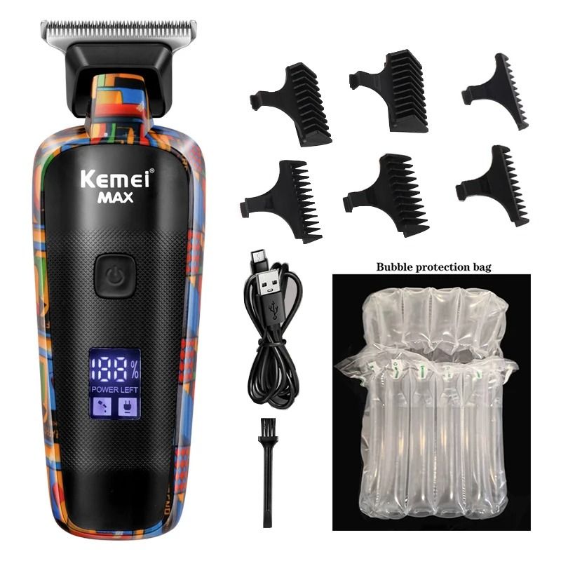 Professional Hair Trimmer And Electric Beard Clipper With 6 Guide Combs 6