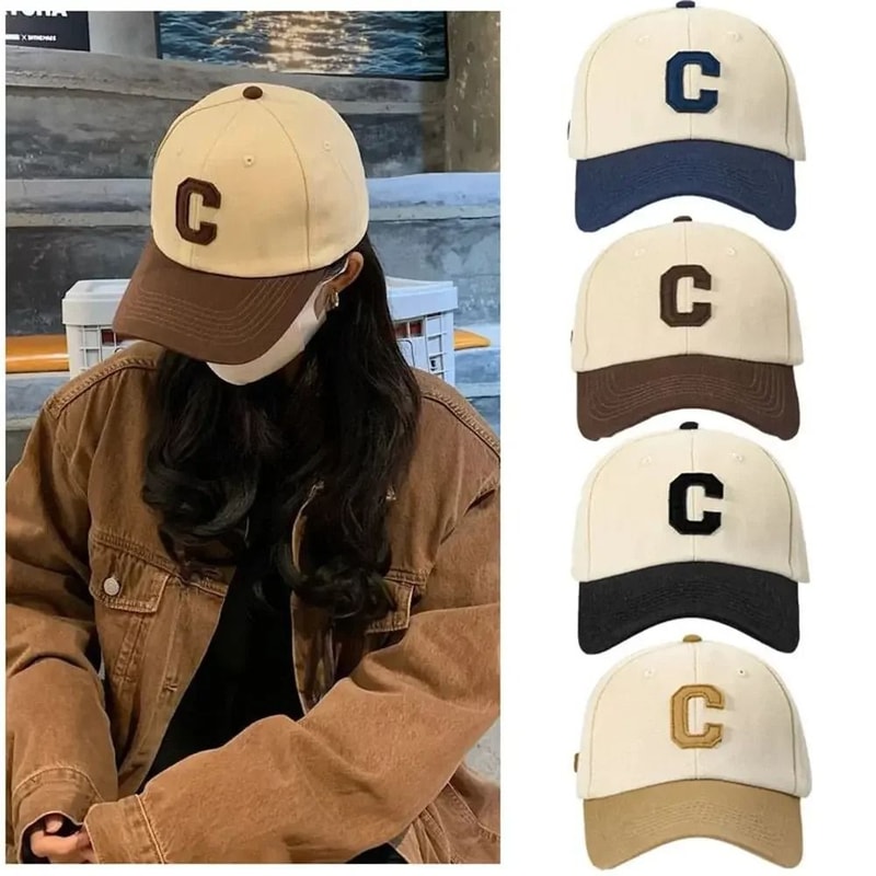 Color Block Letter C Baseball Cap Adjustable Unisex Casual Hat 5