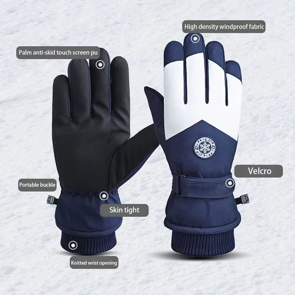 Winter Waterproof Snow Gloves Unisex Touch Screen PU Leather Ski And Motorcycle Gloves 4