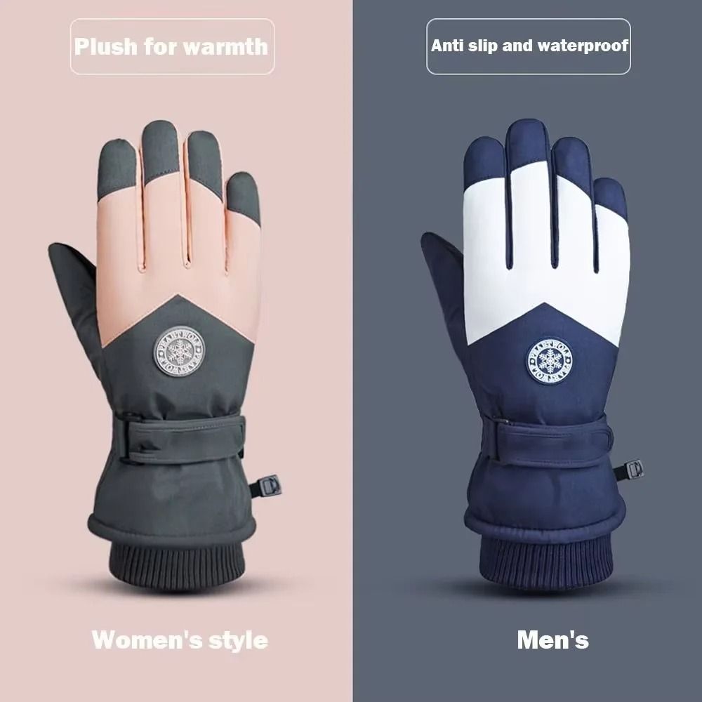 Winter Waterproof Snow Gloves Unisex Touch Screen PU Leather Ski And Motorcycle Gloves 5
