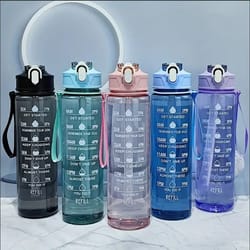 800ml sports water bottle – leak-proof motivational drinking cup with time marker