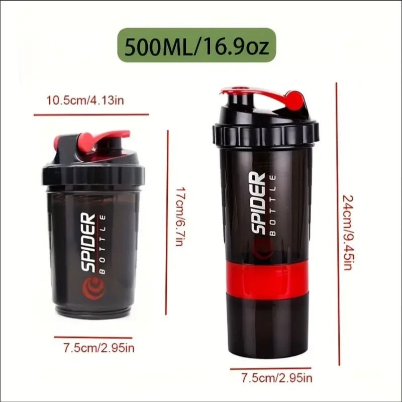 2Tier Shaker Bottle With Powder Storage Ideal For Protein Shakes Gym And Fitness 5
