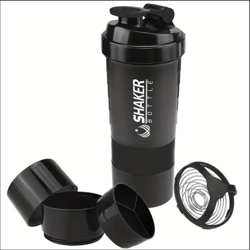 2Tier Shaker Bottle With Powder Storage Ideal For Protein Shakes Gym And Fitness 8