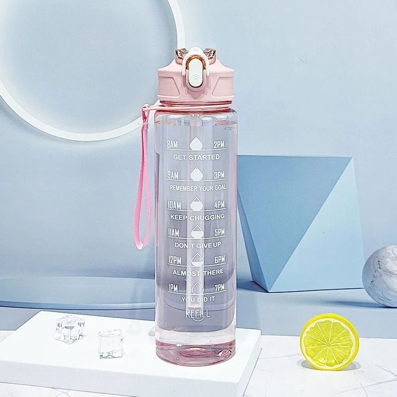 Motivational Sports Water Bottle With Time Markers And Leak Proof Straw 6