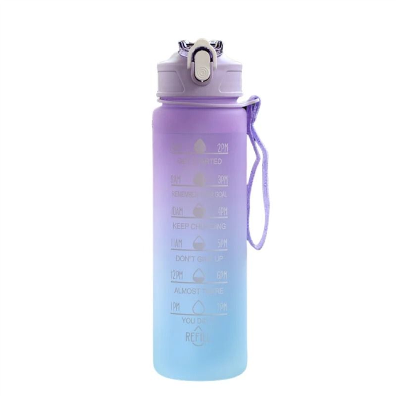 Motivational Sports Water Bottle With Time Markers And Leak Proof Straw 8