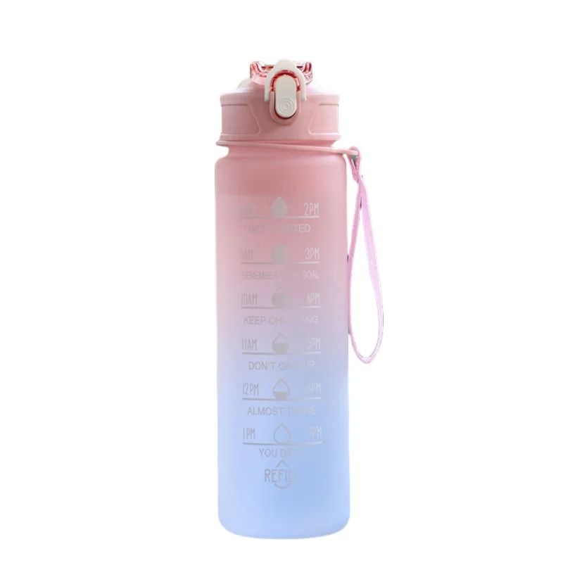 Motivational Sports Water Bottle With Time Markers And Leak Proof Straw 9