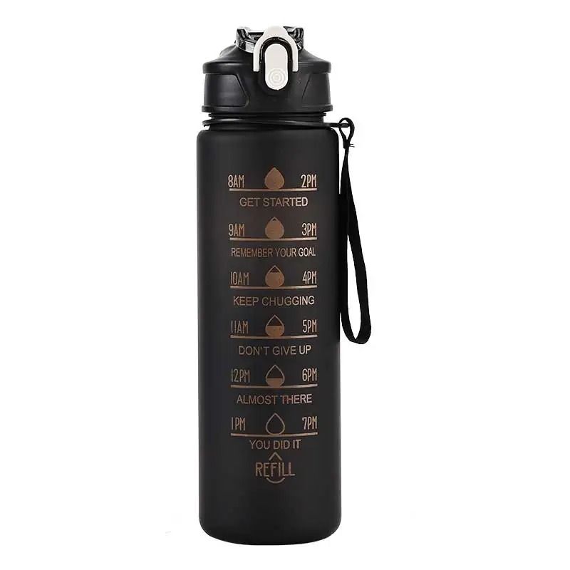 Motivational Sports Water Bottle With Time Markers And Leak Proof Straw 11