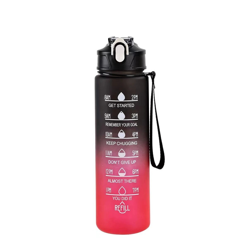 Motivational Sports Water Bottle With Time Markers And Leak Proof Straw 12