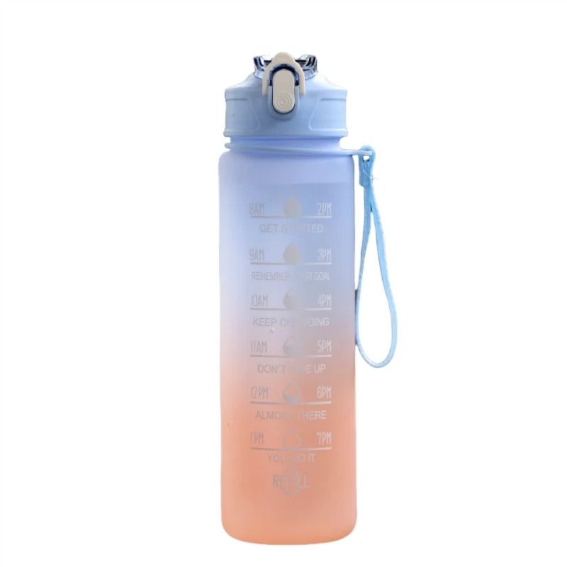 Motivational Sports Water Bottle With Time Markers And Leak Proof Straw 14