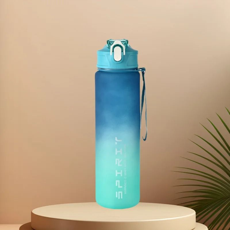 Motivational Sports Water Bottle With Time Markers And Leak Proof Straw 19