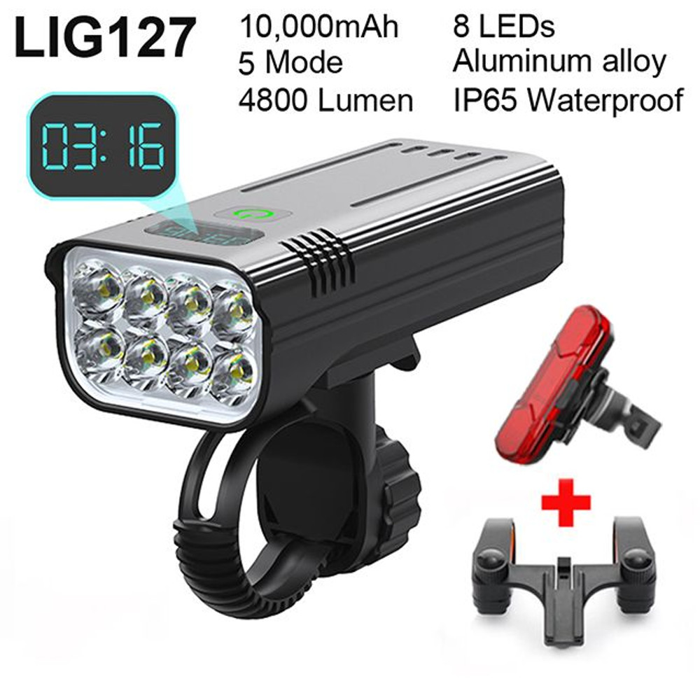 4800 Lumen USB Rechargeable Bicycle Light With 10000mAh Battery And Rainproof Design 6