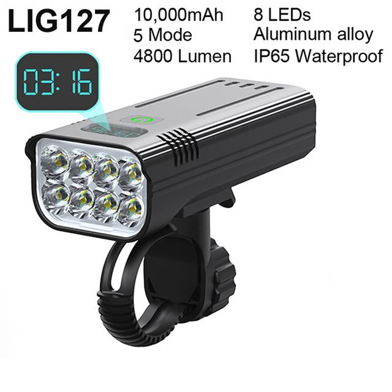 4800 Lumen USB Rechargeable Bicycle Light With 10000mAh Battery And Rainproof Design 9