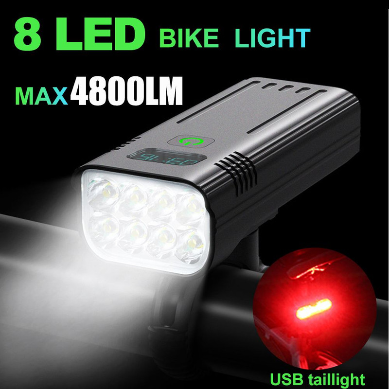 4800 Lumen USB Rechargeable Bicycle Light with 10000mAh Battery and Rainproof Design