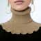 Fashionable Black And White Knitted False Neck Scarf With Elegant Ruffle Edge 9