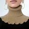 Fashionable Black And White Knitted False Neck Scarf With Elegant Ruffle Edge 9