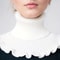 Fashionable Black And White Knitted False Neck Scarf With Elegant Ruffle Edge 12