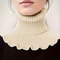 Fashionable Black And White Knitted False Neck Scarf With Elegant Ruffle Edge 8