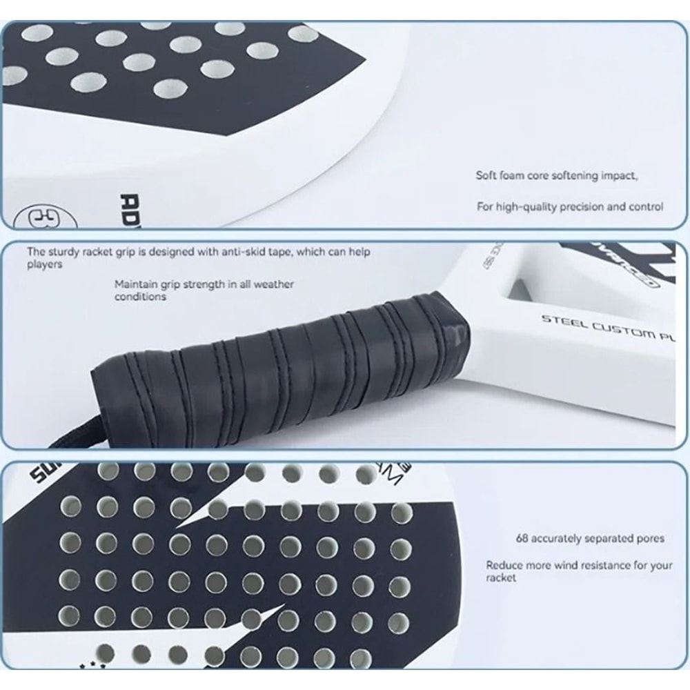 Blue And White Beach Style Carbon Padel Racket 2