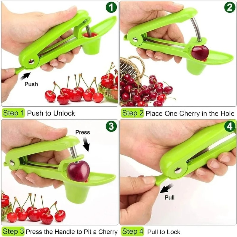 Heavy Duty Cherry Pitter Tool With Space Saving Lock Design 3
