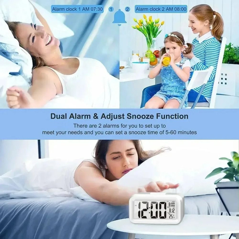 LED Digital Alarm Clock With Backlight Snooze And Calendar Display 2
