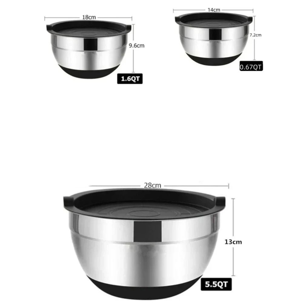 Stainless Steel Mixing Bowl With Lid And Non Slip Silicone Base 5