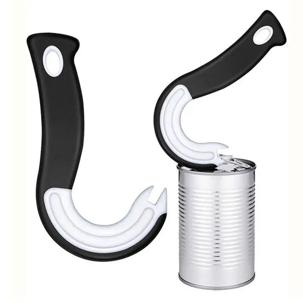 Portable J Shaped Easy Grip Tin Opener Jar Opener And Ring Pull Can Opener 0