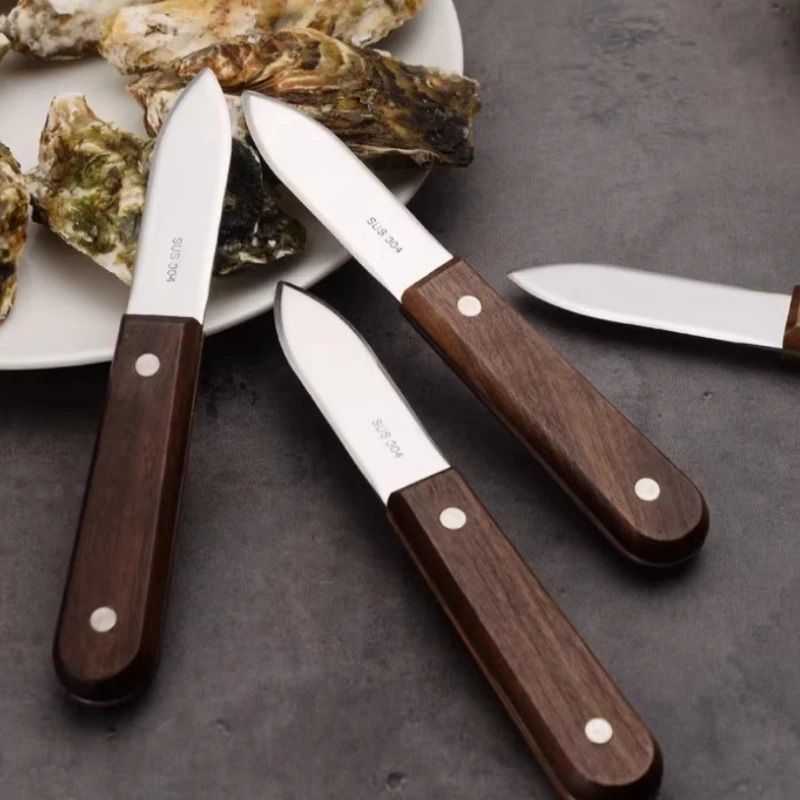 Stainless Steel Oyster Knife With Wooden Handle 0