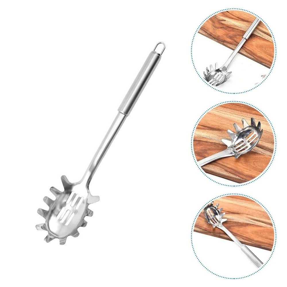 Portable Spaghetti Spoon Noodle Kitchen Gear Stainless Utensils Steel Pasta Server 2
