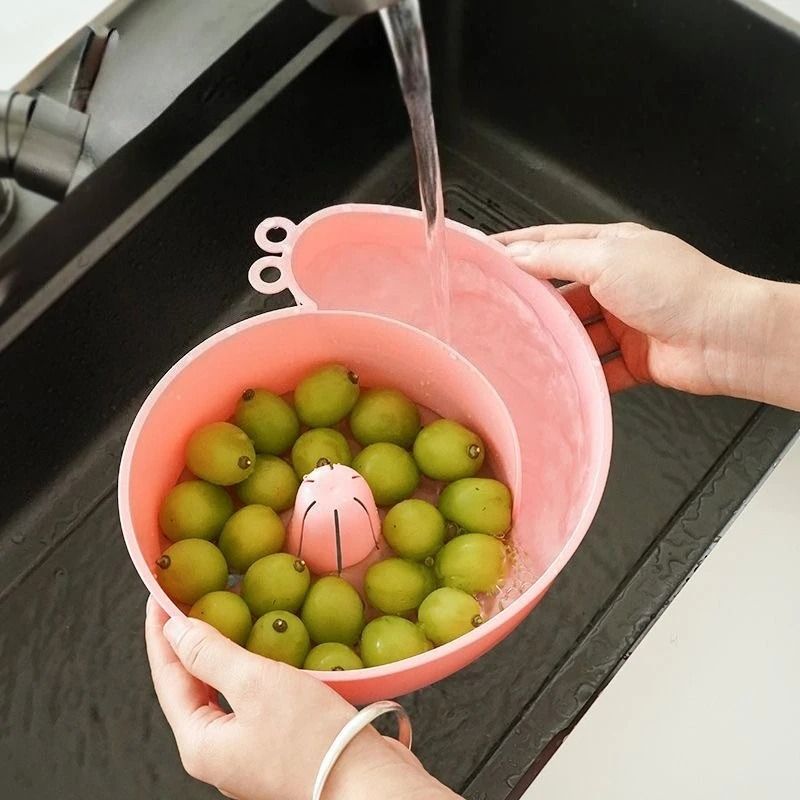 2 In 1 Snail Drain Automatic Cleaning Basket Fruit Plate Filter 3