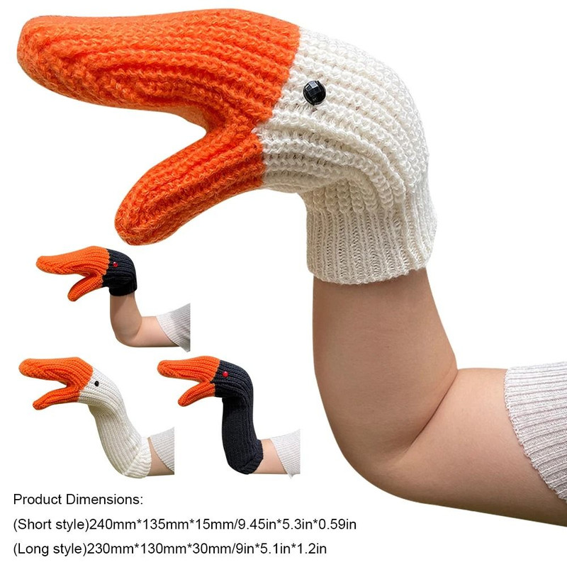 Creative Goose Shape Knitting Gloves Unisex Cartoon Swan Mittens Full Finger Winter Warm Gloves 0