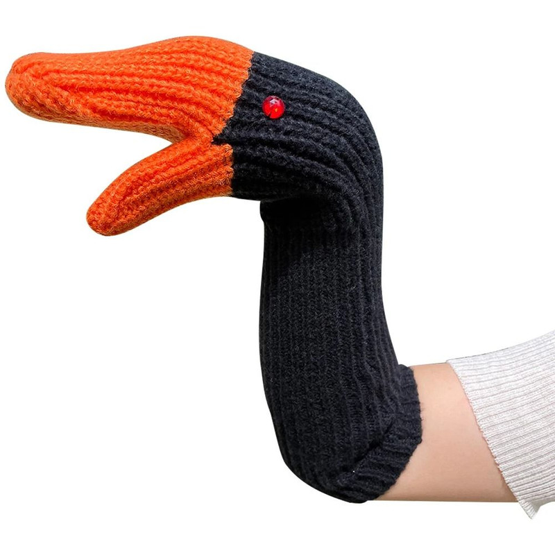 Creative Goose Shape Knitting Gloves Unisex Cartoon Swan Mittens Full Finger Winter Warm Gloves 8
