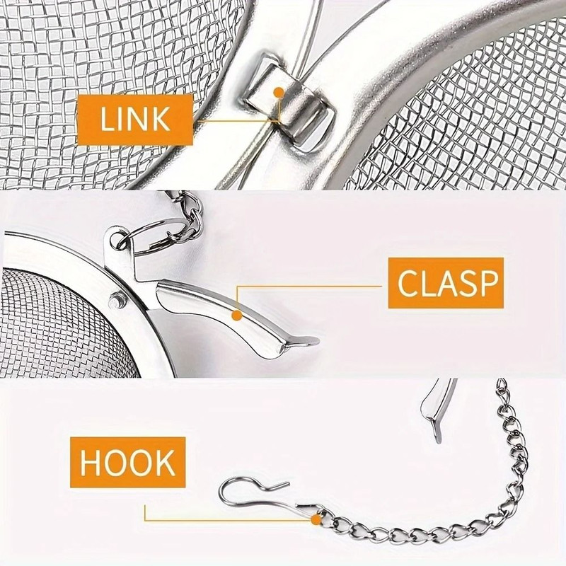 304 Stainless Steel Flavor Filter Ball With Extension Chain Hook 3