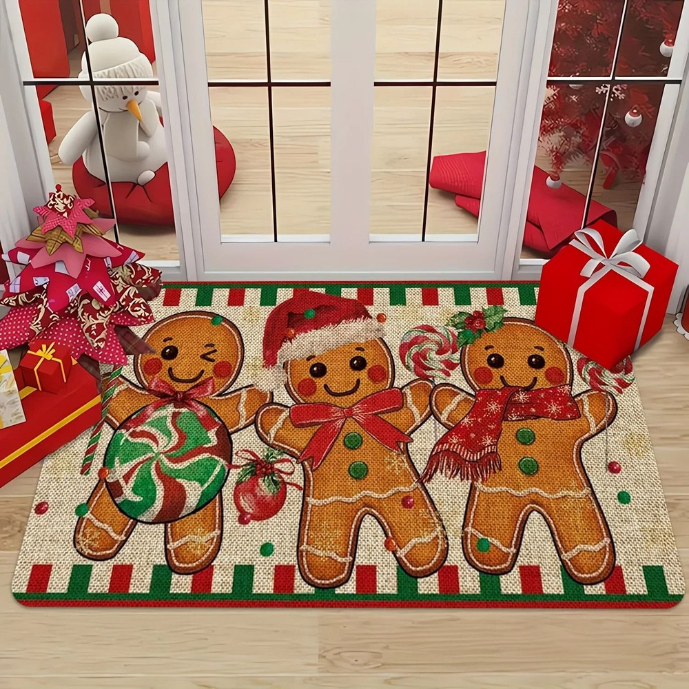 Christmas Carpet Gingerbread Man Doormat Soft Welcome Mat Living Room Rug For Bedroom Outdoor Home 1
