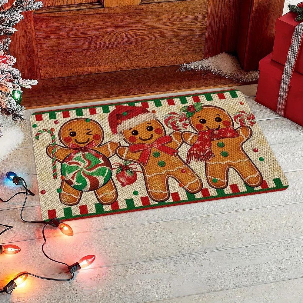 Christmas Carpet Gingerbread Man Doormat Soft Welcome Mat Living Room Rug For Bedroom Outdoor Home 9