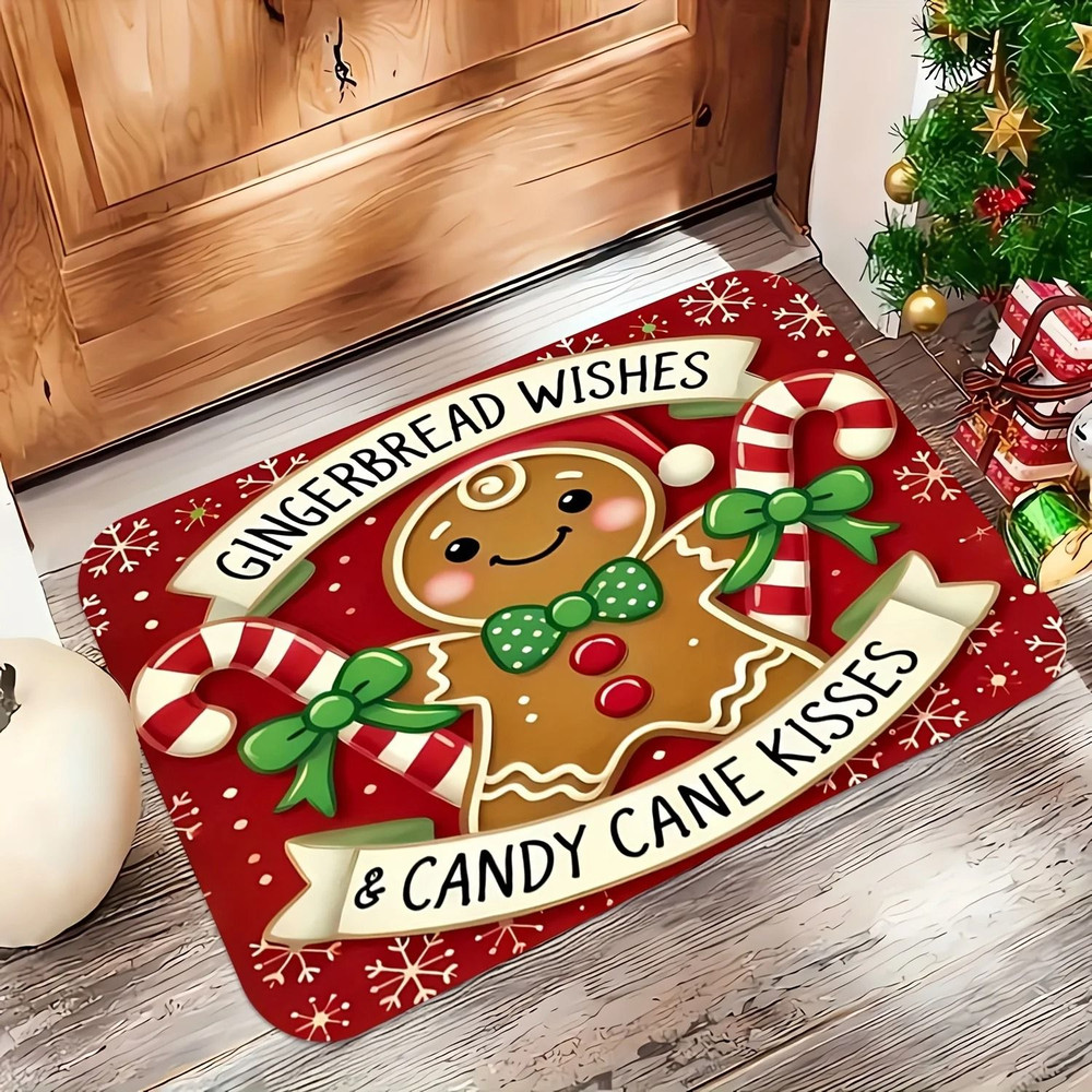 Christmas Carpet Gingerbread Man Doormat Soft Welcome Mat Living Room Rug For Bedroom Outdoor Home 2