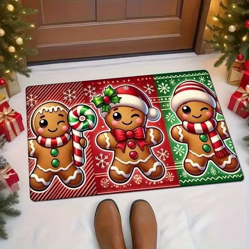 Christmas Carpet Gingerbread Man Doormat Soft Welcome Mat Living Room Rug For Bedroom Outdoor Home 4