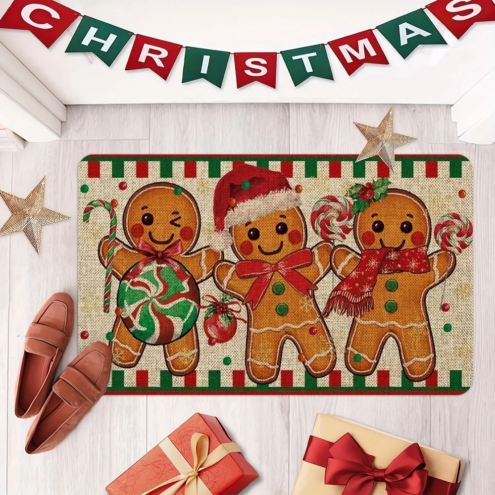 Christmas Carpet Gingerbread Man Doormat Soft Welcome Mat Living Room Rug For Bedroom Outdoor Home 5