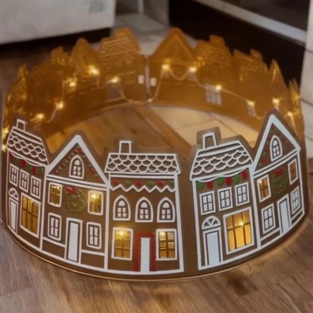 26 And 28 Inch LED Christmas Tree Collar PVC Tree Skirt Base Stand Holiday Decoration 2