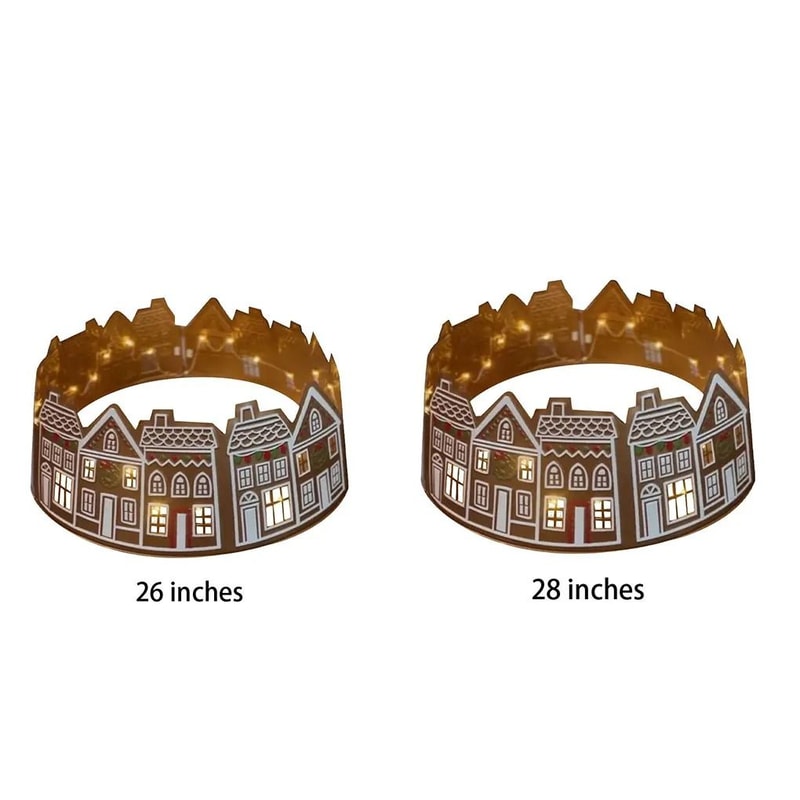 26 And 28 Inch LED Christmas Tree Collar PVC Tree Skirt Base Stand Holiday Decoration 6