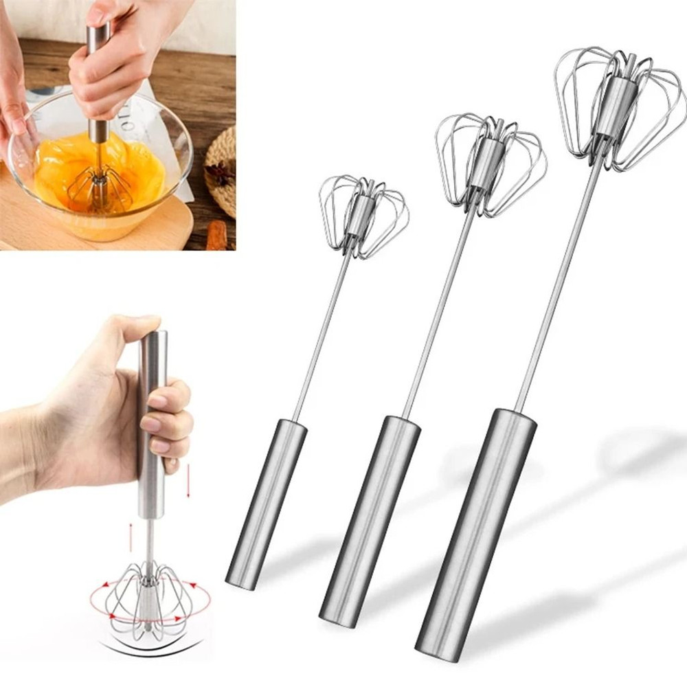 Semi Automatic Mixer Whisk Egg Beater Stainless Steel Manual Hand Mixer 0