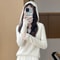 Merino Wool Hooded Pullover Sweater For Women 18