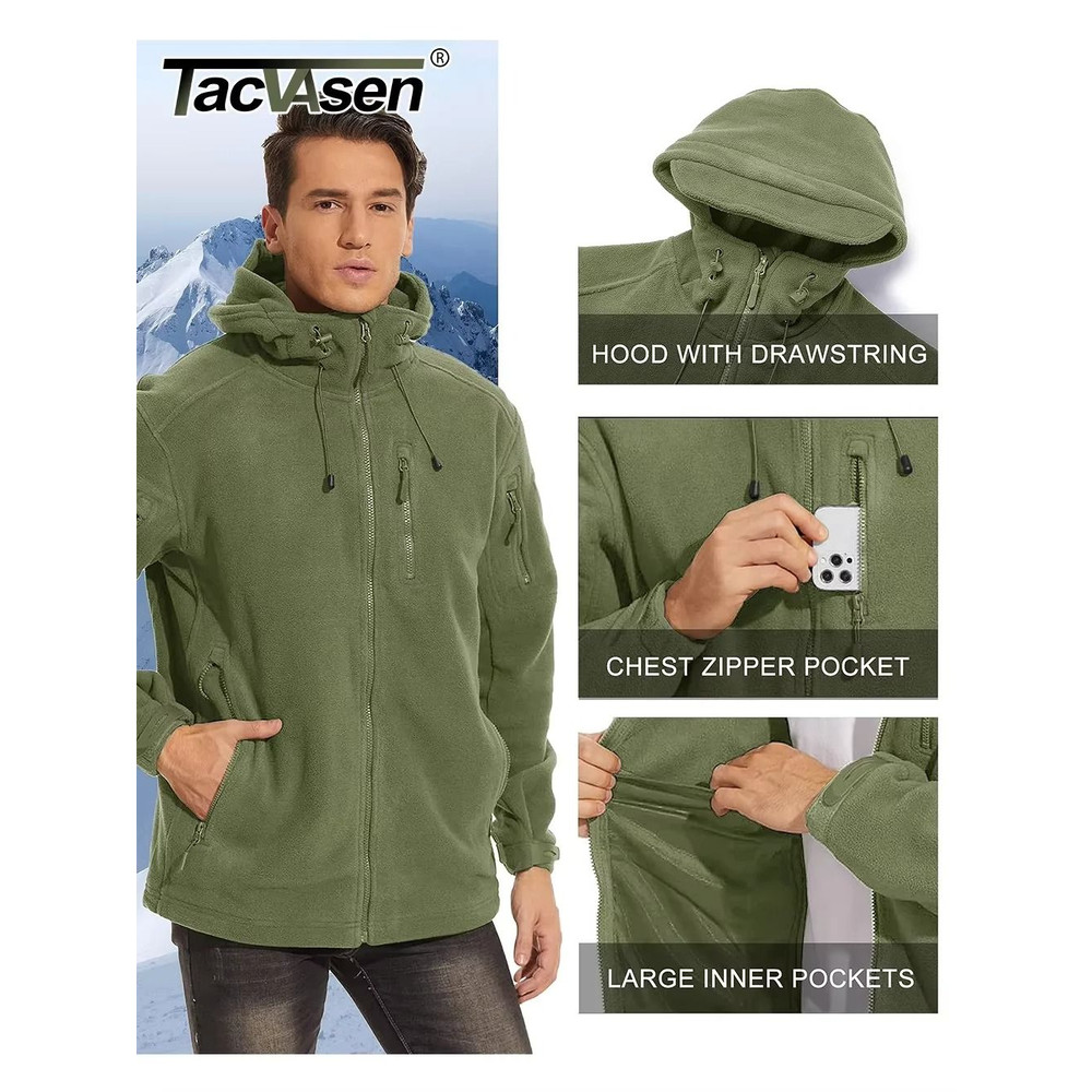 Men Hooded Full Zip Fleece Jacket 0