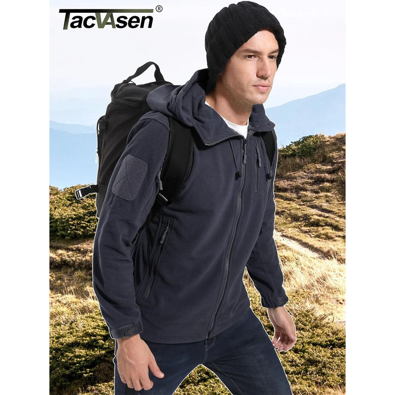 Men Hooded Full Zip Fleece Jacket 3