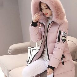women winter hooded fur collar parka coat