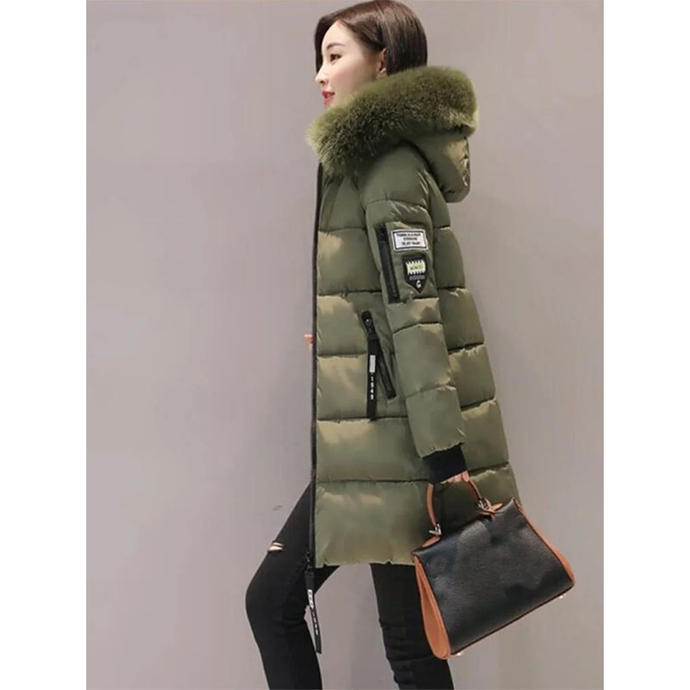 Women Winter Hooded Fur Collar Parka Coat 10