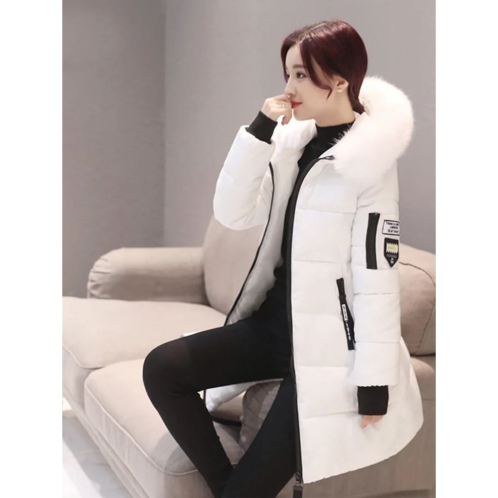 Women Winter Hooded Fur Collar Parka Coat 12