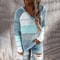 Women Patchwork Hooded Sweater Long Sleeve Knit Pullover 11