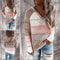 Women Patchwork Hooded Sweater Long Sleeve Knit Pullover 2