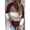 Women Patchwork Hooded Sweater Long Sleeve Knit Pullover 4